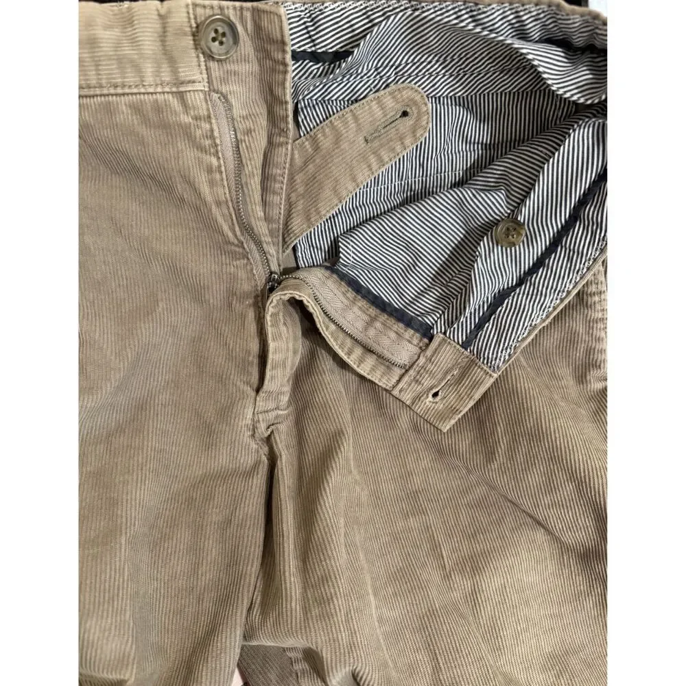J. Crew Dark Tan Khaki Taupe Corduroy Straight Cotton Men's Pants 32x30 Dress